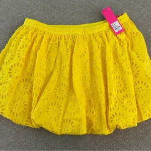 Lilly Pulitzer NWT Leah Eyelet Skirt Resort Yellow size 14